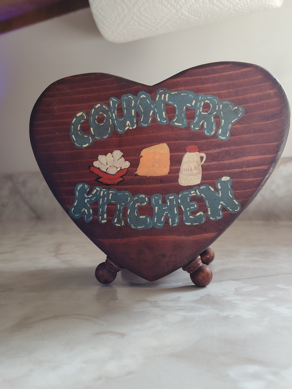 Blue 'Country Kitchen' Heart Wood Decorative Napkin Holder